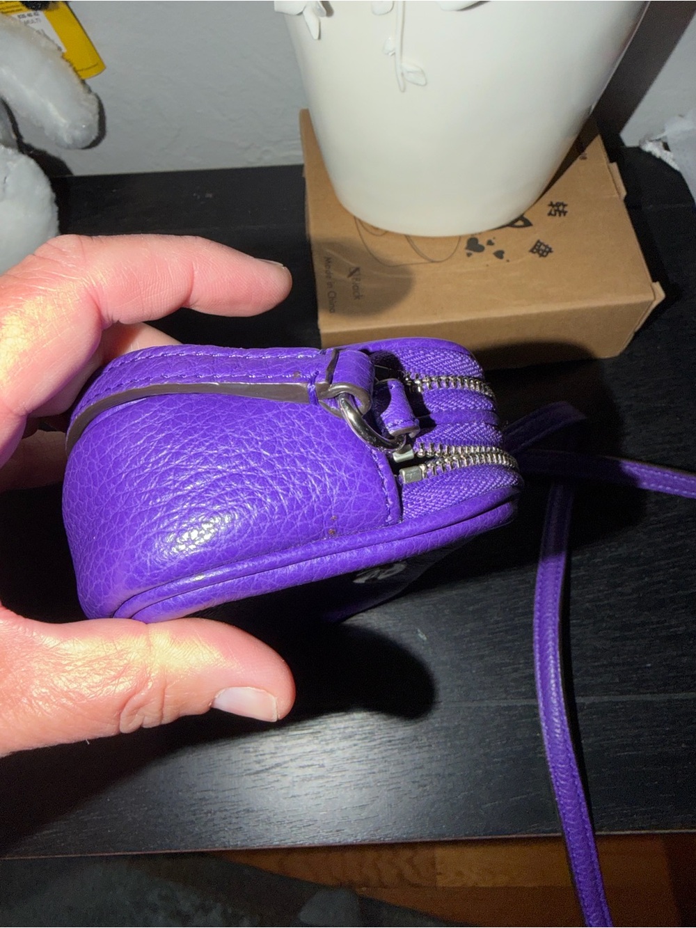 Like new Coach Pebbled Leather Purple Crossbody Bag with Logo Plaque - Picture 5 of 9